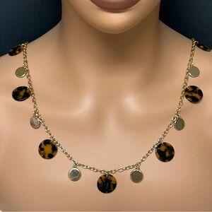 J.Crew - Gold and Tortoise Disc Station Necklace